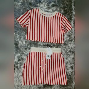 New Zara Matching Crop Top and Skirt Outfit